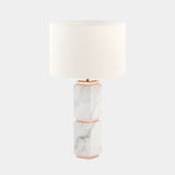 Hublot Carrara Marble Table Lamp with Rose Gold Detailing