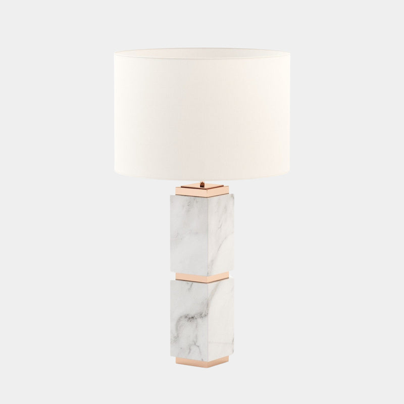 Hublot Carrara Marble Table Lamp with Rose Gold Detailing