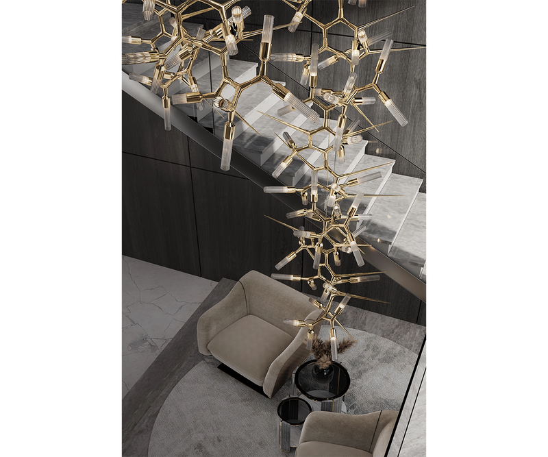 Modern Statement Chandelier in Gold - The Apex Chandelier