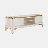 Capri TV Cabinet in white lacquer with gold leaf details