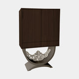 Divus Bar Cabinet in dark wood veneer with a silver leaf base