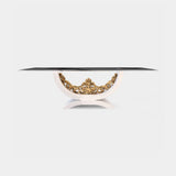 Divus Dining Table in black lacquer on a white and gold carved base
