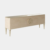 Durham Sideboard, shown in cream lacquer with a gold medallion