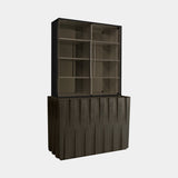 Empire Bookcase in mocha lacquer with a fluted base
