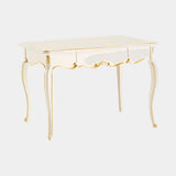 Glamour Desk in cream lacquer with carved legs