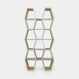 Houdi Bookcase in white lacquer with gold leaf details