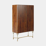 Lust Bar Cabinet in walnut veneer with champagne legs