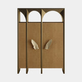 Niemeyer Bar Cabinet in wood veneer with gold wing handles