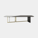 Jetclass Oslo Dining Table in Carrara marble and dark wood with a gold frame