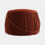 Jetclass Ribbon Pouf in rust velvet with a fringed skirt