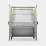 Triny Bar Cabinet, shown in white lacquer, open