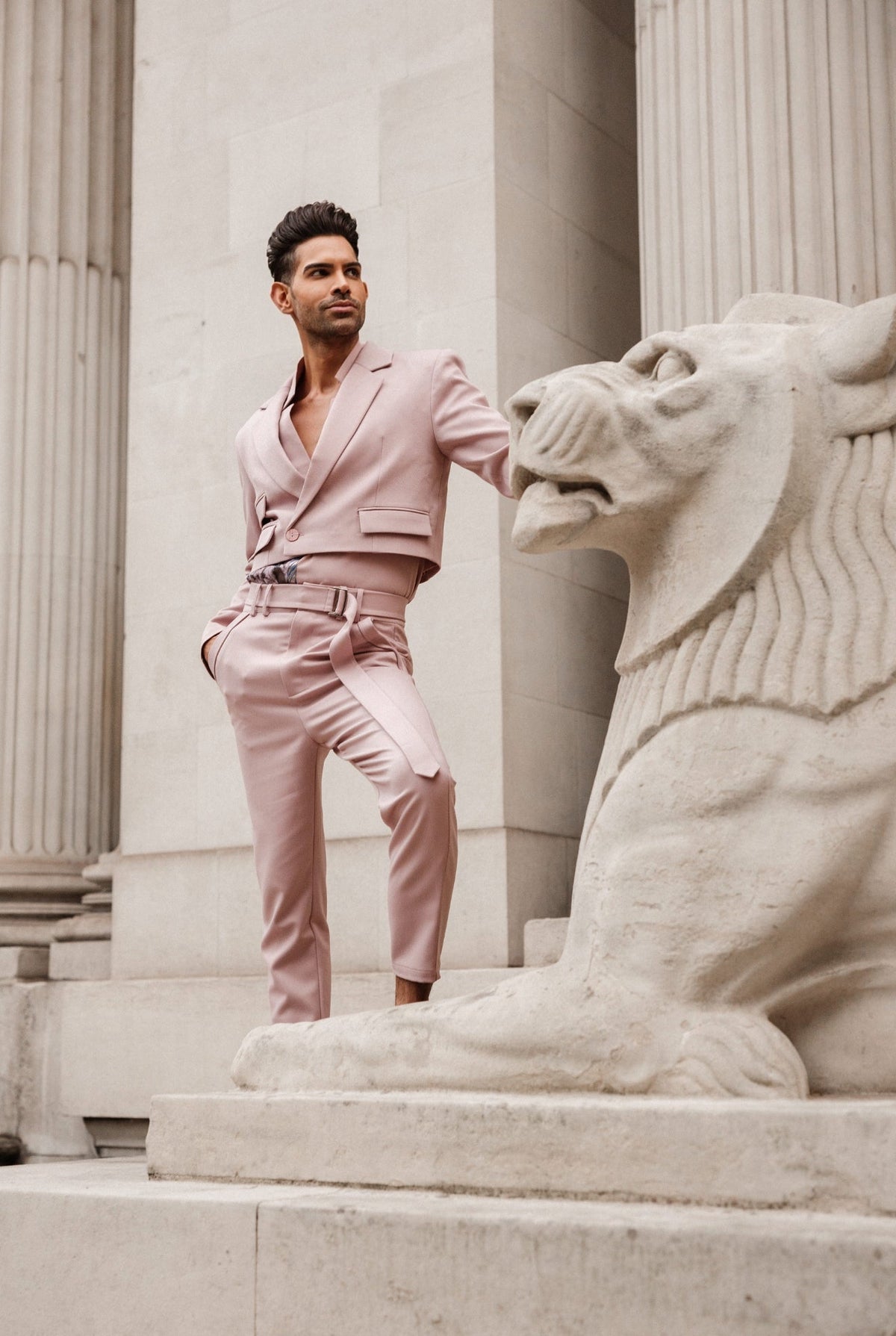 Kunal Trehan, founder and Design Director of Touched Interiors, in a pink suit