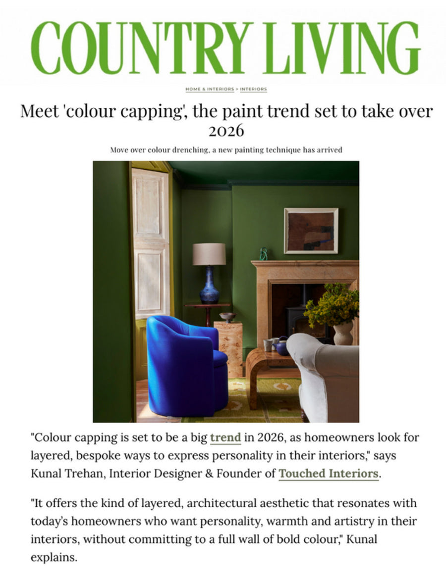 Kunal Trehan of Touched Interiors featured in Country Living, October 2025: Meet Colour Capping, the Paint Trend Set to Take Over 2026