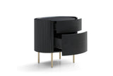 Lantine Bedside Table - Black Oak & Brass