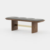 Laskasas Albert Bench in Athens Black faux leather