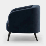 Laskasas Amalfi Armchair in Vienna Deep Blue velvet, third view