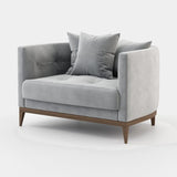 Laskasas Harold Armchair in Vienna Light Grey velvet