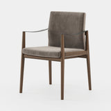Laskasas Jayne Chair with Arms in Vienna Khaki velvet