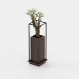Laskasas Lanie Flower Pot in Smoked Eucalyptus Veneer Matte, third view
