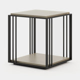 Laskasas Megan Side Table in Beige Grey Lacquer Matte