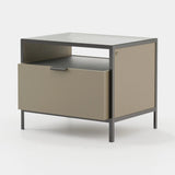 Laskasas Rowling Bedside Table in Beige Grey Lacquer Matte