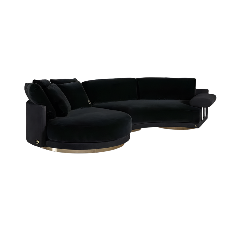 Luxence Jet Set Sofa: Precious Metal Pedestal Base 