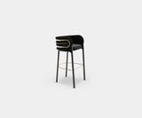 Gatsby Art Deco Bar Chair: Luxurious Black Velvet & Polished Brass.