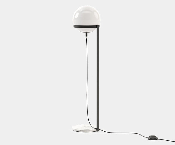 Elegant luxury floor lamp with a sleek marble base and contemporary design, perfect for bedroom lighting.