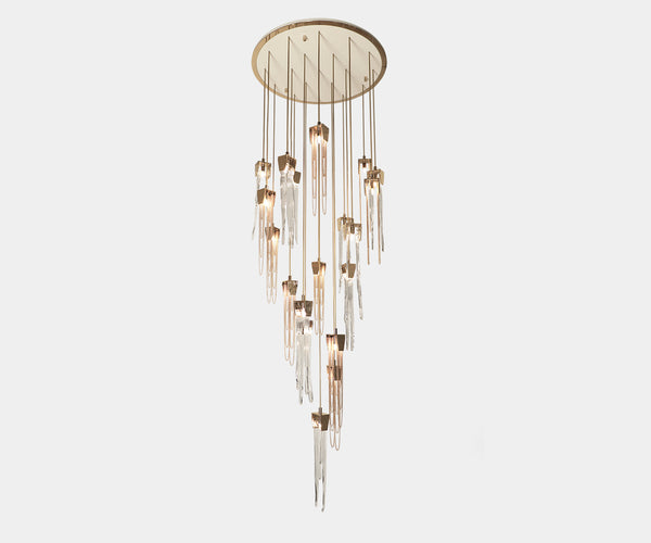 Luxury Empyrean Chandelier by Aurelia Illuminations illuminating a high-end interior design.