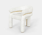 Contemporary Brass and Wood Chair: Daphne White Collection