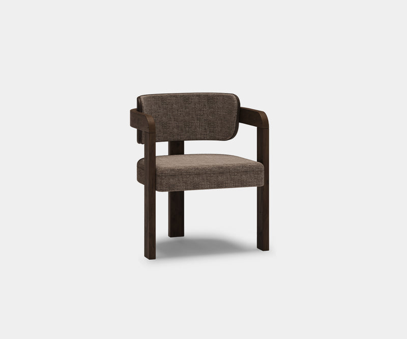 Luxury Dining Room Chair: The DUO Features Walnut & Dark Bronze Stainless Steel.