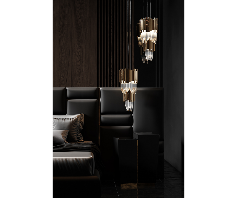 Crown-Shaped Pendant Light with Crystal Glass - Zenith