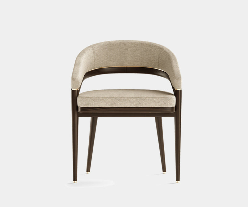 High-end dining chair featuring a minimalist design with premium materials.