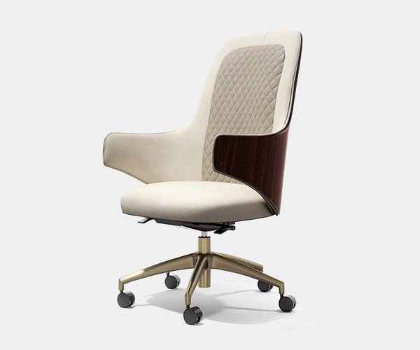 Luxury ergonomic executive chair with premium wood accents and adjustable height