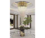 Grand Versailles chandelier, gold crystal accents, luxury interior design.