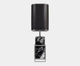 Contemporary Nero Marquina marble table lamp showcasing modernist architecture elements.