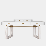 Sophisticated Lincoln Desk by Porus Studio with Marble Legs and Brass Finishes - Luxury and Contemporary Design.