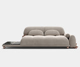 Luxury Pompeii Sofa by Nauu Design featuring rose gold brass and marble table in a stylish living room