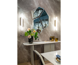 Contemporary luxury mirror with Eucalyptus Frisé and brass, elevating home interiors.