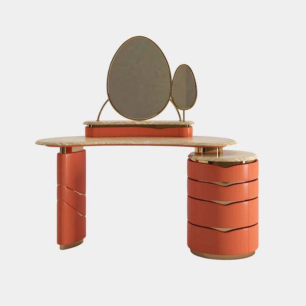 Luxury Leather Dressing Table with Marble Top