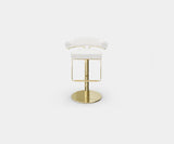 Marlen Modern Swivel Bar Chair: Luxurious Cream Velvet & Polished Brass.