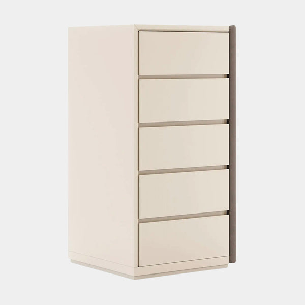 Miley Lacquered Tallboy with Upholstered Side