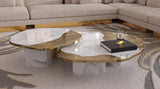 Boca do Lobo Ophelia Calacatta Marble and Gold Center Table in a luxury living room