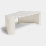 Caffe Latte Minas Big Coffee Table in Carrara marble and cream lacquer