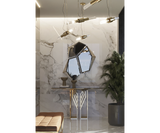 Luxxu Algerone mirror as a focal point for luxury bedroom or living room decor.