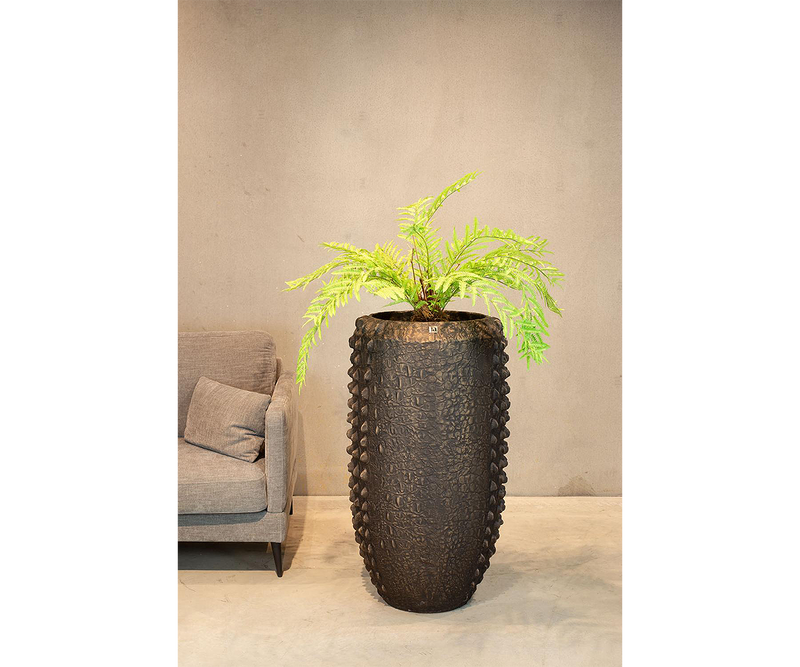 Sculptural Croc Floor Vase with a rich bronze finish and textured surface, ideal for enhancing modern interior and exterior decor.