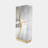 Boca do Lobo Lapiaz Cabinet in polished stainless steel and gold, three-quarter view
