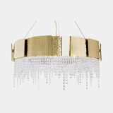 Castro Lighting Mondrian Round Suspension Lamp in gold-plated brass with crystals, available from Touched Interiors UK