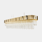 Castro Lighting Mondrian Linear Suspension Lamp in gold-plated brass with crystals, available from Touched Interiors UK