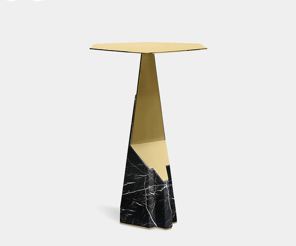 Luxxu Myllo side table with luxurious brass finish and Carrara marble for high-end decor